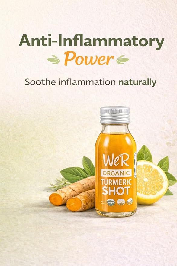 WE'R Organic TURMERIC Shot Certified Organic &amp Non-GMO. 2Fl Oz Each (12 Pack / 24Fl Oz Total)