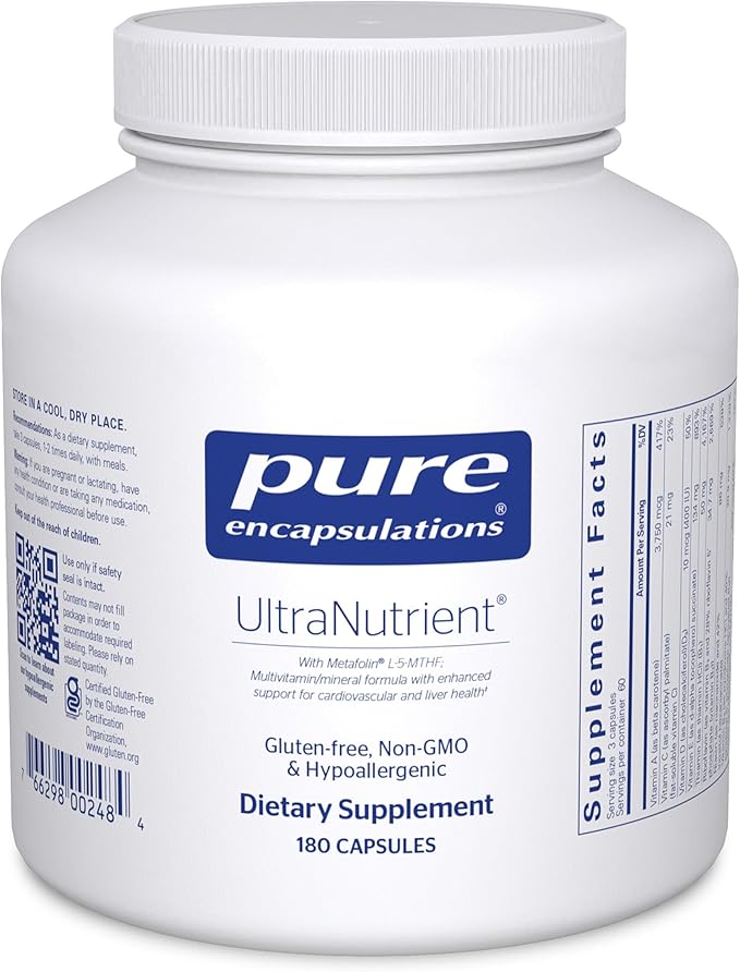 Pure Encapsulations UltraNutrient - Minerals &amp Multivitamins - Supports Liver &amp Heart Health* - Supplement for Antioxidants - with Vitamin C CoQ10 &amp More - Gluten Free - 180 Capsules