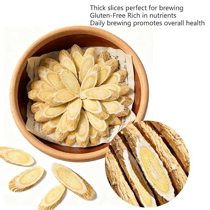 Premium Astragalus Root Slice Radix Astragali Slices100% Pure &amp Natural Huang Qi Huangqi Dried Pure Chinese Herbs for Immune Support Dried Astragalus Root for Tea Soup 黄芪片 8OZ/Bag