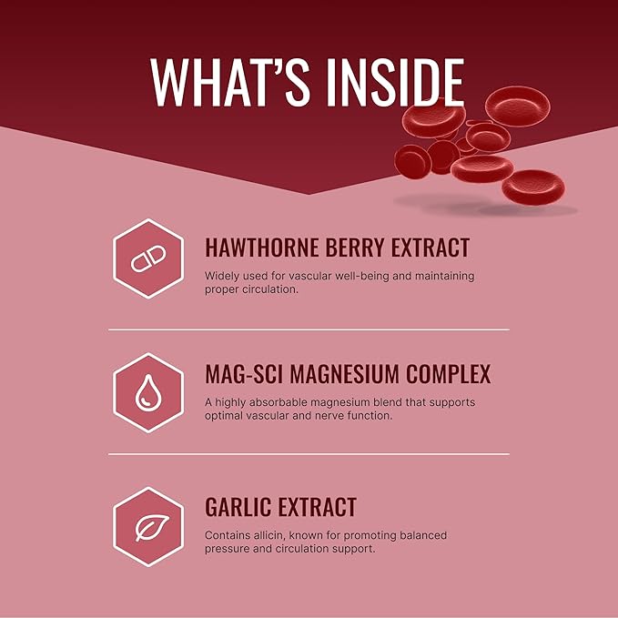 Approved Science Bloodsyl - Supports Blood Flow - Hawthorn Berry Magnesium BioPerine - Vegan - 180 Capsules - Pack of 1