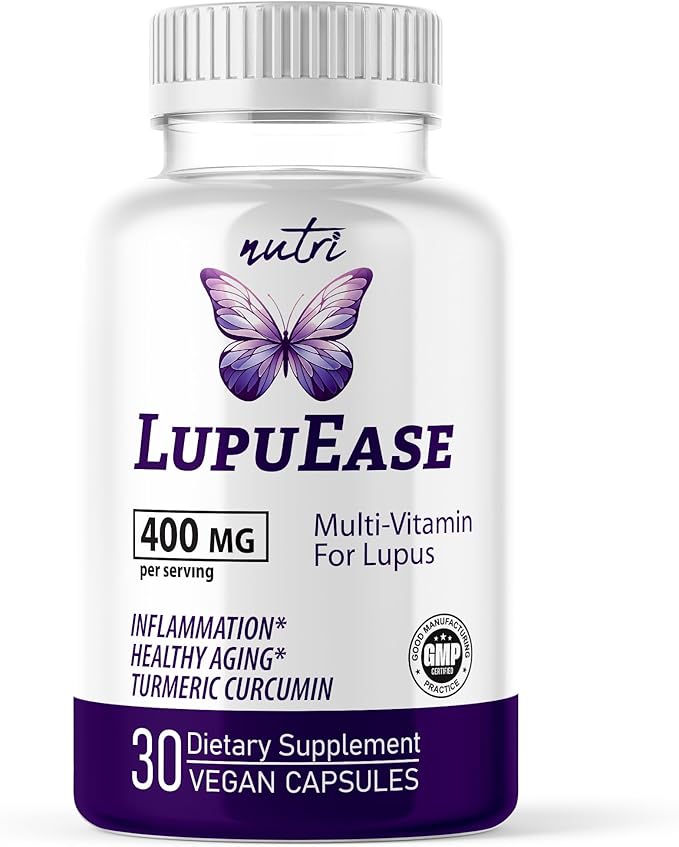LupuEase Lupus Relief Products Multivitamin Lupus Supplements - Vitamin C D3 E B12 Turmeric Curcumin Extract (std. 95% curcuminoids) - Omega 3 Fatty Acids - 30 Day Supply - 400mg - Nutri