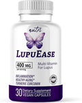 LupuEase Lupus Relief Products Multivitamin Lupus Supplements - Vitamin C D3 E B12 Turmeric Curcumin Extract (std. 95% curcuminoids) - Omega 3 Fatty Acids - 30 Day Supply - 400mg - Nutri