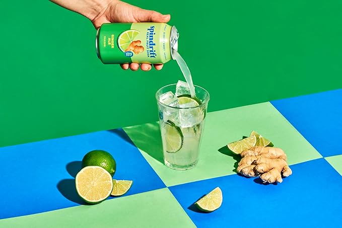 Spindrift Soda Ginger Ale Soda Made with Real Squeezed Fruit 12 Pack Case
