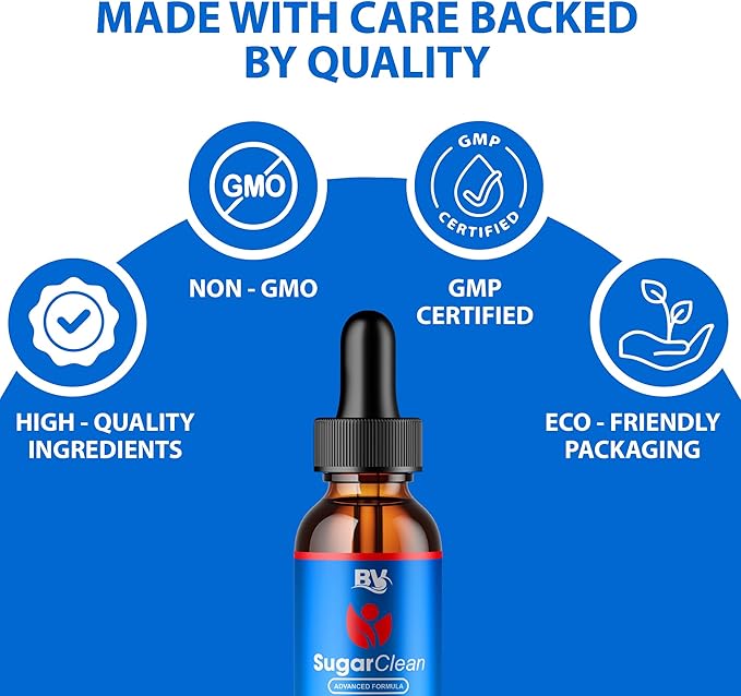 BLUE VIBE Sugar Clean Advanced Formula Drops Sugar Clean Advanced Strength Overall Health &amp Wellness Support SugarClean Premium Daily Health and Overall Energy Formula (2 Pack - 4oz / 120ml)