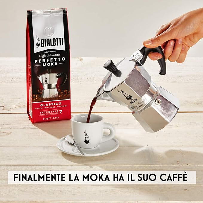 Bialetti - Perfetto Moka Nocciola: Gemahlener Kaffee mit mittlerer Röstung Haselnuss-Aroma 250g x 6 Beutel mit Aromaschutzventil