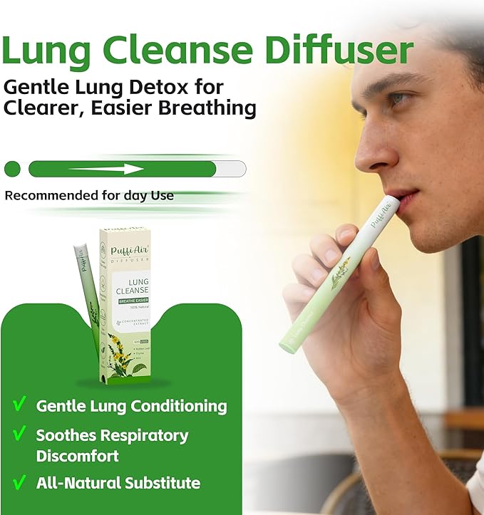 Herbal Diffuser Duo Lung Cleanse and Sleep Diffuser with Extracts of Mullein and Melatonin 100% Natural Swap Day &amp Night Duo 4 Sticks 600 Uses Each=