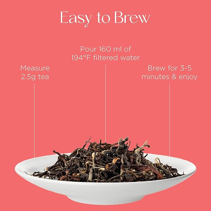 Brook37 Twilight Romance Eco Darjeeling Black Tea - Premium Loose Leaf 2nd Flush Tea with Floral Aroma &amp Sweet Honey Notes | Medium Caffeine | 50g Compostable Paper Tube | Elegant Gift for Tea Lov
