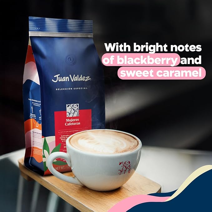 Juan Valdez Mujeres Cafeteras Whole Bean Coffee - Medium Roast Coffee Beans | 100% Colombian Coffee | 16 oz / 454 gr | A balanced coffee with flashes of sweet vanilla cherry blackberry and caramel n