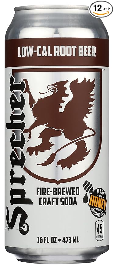 Sprecher Low-Cal Root Beer Soda Kosher Gluten Free 16 Fluid Ounce (Pack of 12)