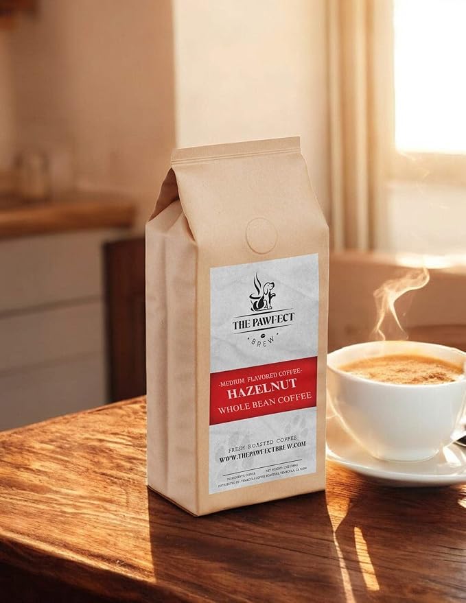 Dog Lover’s Coffee – Hazelnut by The Pawfect Brew | Medium Roast Whole Bean 1lb Bag | Naturally Flavored Blend Freshly Roasted to Order | 25% Profits Donated to Animal Rescue