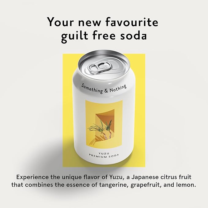 Something &amp Nothing Yuzu Flavoured Sparkling Water | Lightly Carbonated Full Flavoured with Added Grape &amp Lemon Juice | Vegan &amp Low Calorie Soda | 12 Fl Oz Cans (Pack of 12)