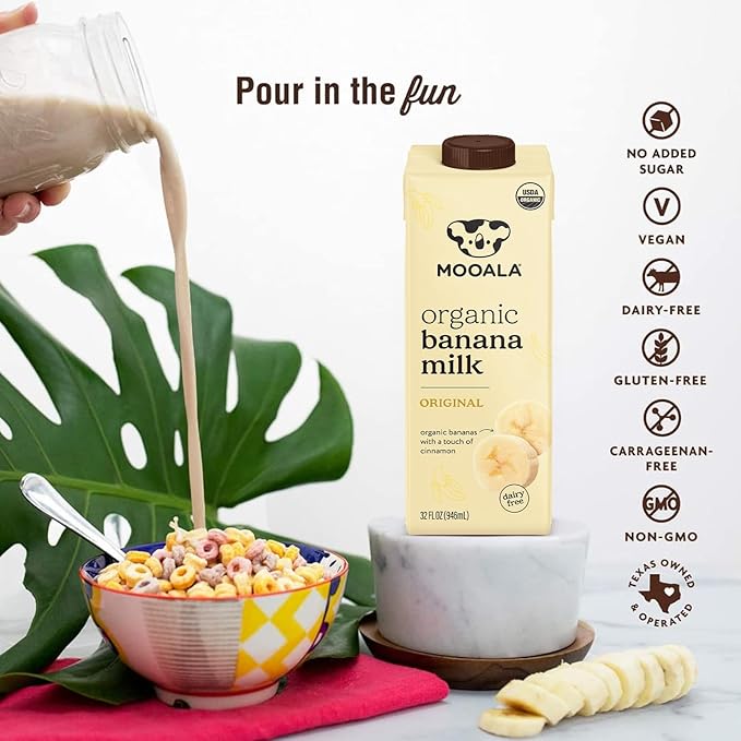 Mooala – Organic Original Bananamilk 32 FL Oz (Pack of 6) – Shelf-Stable Non-Dairy Nut-Free Gluten-Free Plant-Based Beverage