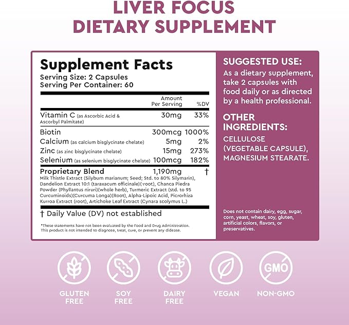 JJ Smith Liver Focus – Liver Cleanse Supplement with Milk Thistle Alpha Lipoic Acid Turmeric Dandelion Root &amp Artichoke – Supports Active Liver Fat Metabolism Digestion Energy&amp Clearer