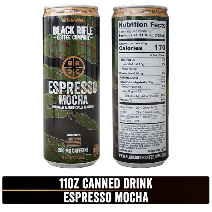 Black Rifle Coffee Company RTD (Espresso Mocha 11 Fl Oz (Pack of 12))