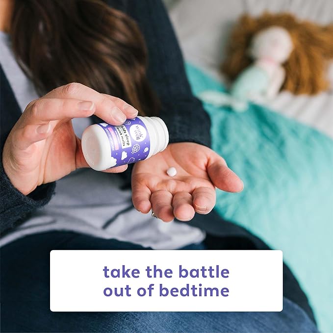 Wink Well Kids Melatonin Chewable Melts-Sleep Aid Chews with Melatonin 1mg- Quick Deep Toddler Sleep Aid Drug-Free-Fast Non-Habit-Forming Child Melatonin Dissolve Tablets- 30 Melts