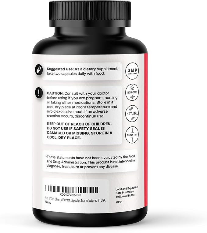 3 in 1 Tart Cherry Extract Capsules with Turmeric &amp Celery Seed for Feet &amp Joint Support Uric Acid Flush Cleanse &amp Purge Pills 60 Veggie Capsules Manufactured in USA