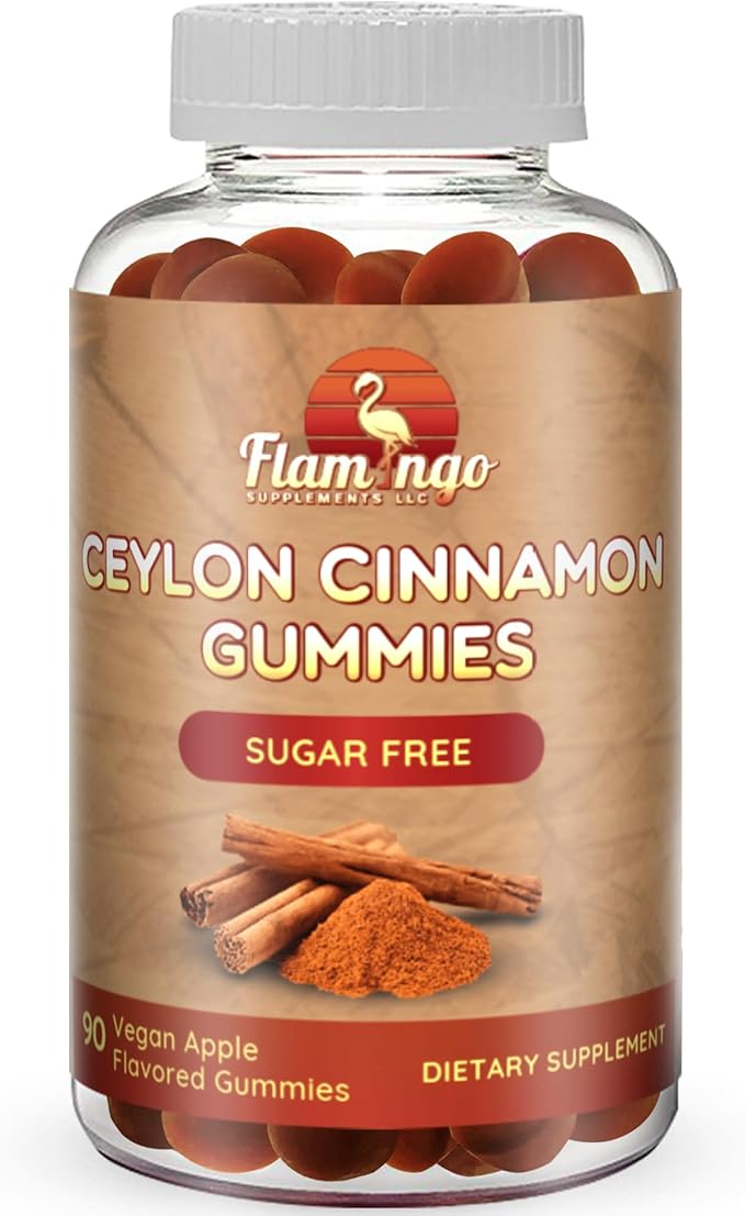 Sugar Free Ceylon Cinnamon Gummies Sugar Regulation Neuroprotective- Supplement with Chromium and Cinnamon Bark- Alternative to Cinnamon Capsules - 90 Chews