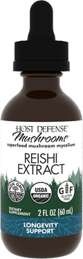 Host Defense Reishi Extract - Heart &amp Immune Health Support Supplement - Mushroom Supplement to Support Energy &amp Vitality - Reishi Supplement to Aid Overall Well-Being - 2 fl oz (60 Servings)*