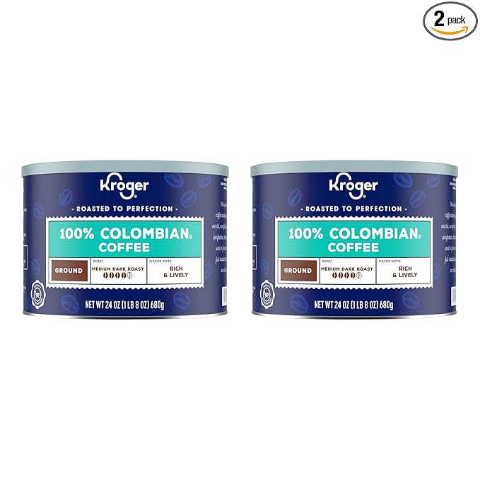 100% Colombian Krogers Medium Dark Roast Ground Coffee 24 oz (Pack of 2)