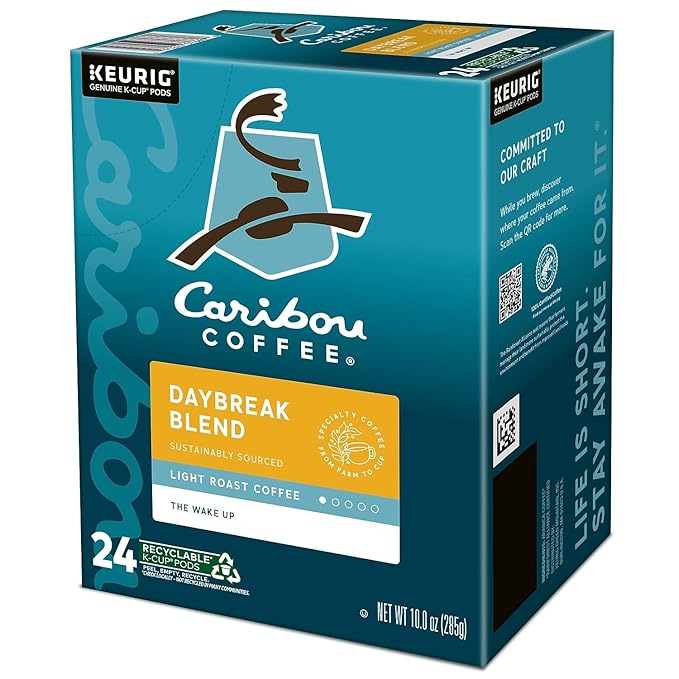 Caribou Coffee Daybreak Morning Blend K-Cups for Keurig Brewers 24 Count (Pack of 4)