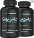 Collagen for Women &amp Men - Vital Nutrition - Hydrolyzed Collagen Peptides - Multi Collagen Capsules Keto Friendly Healthy for Skin Nails Bones &amp Joints NonGMO- Type IIIIII V X - 300 C