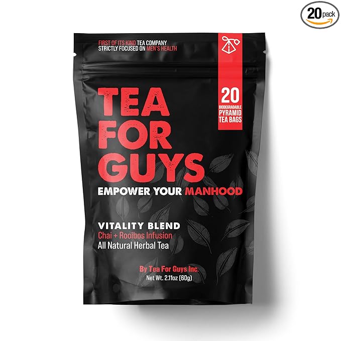 Tea For Guys: Vitality Blend – Natural Support for Testosterone Libido Male Fertility and overall Male Vitality | Herbal Tea for Mens Wellness – 20 Biodegradable Tea Bags