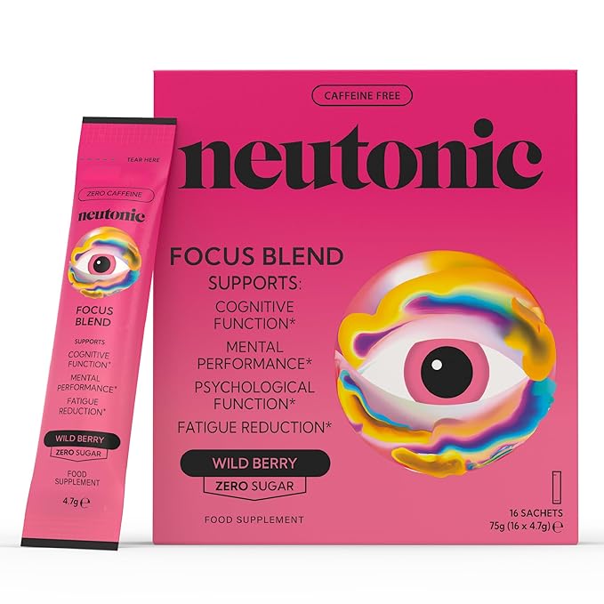 neutonic Nootropic Productivity Energy Drink &amp Focus Blend Powder Bundle | 12 Cans Wild Citrus &amp 16 Sticks Wild Berry | Zero Sugar | Support Memory Mental Clarity Cognitive Function
