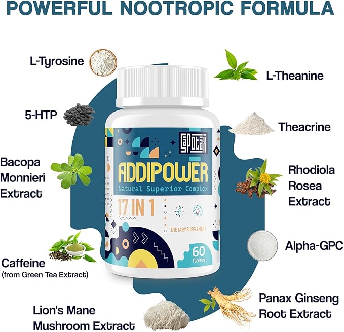 17-in-1 Brain Supplement for Memory and Focus | Nootropic Brain Supplement for Mental Clarity Concentration Alertness | Natural Nootropics with Herbal Extracts Vitamins &amp Amino Acids (120 Table