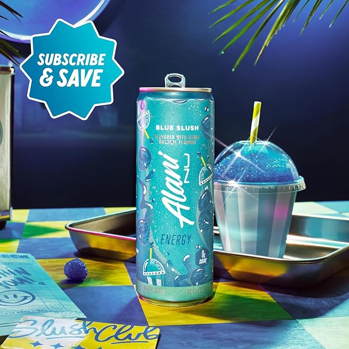 New Alani Energy Drinks Blue Slush Orange Kiss Cherry Twist New Flavors Variety Pack Sugar-Free Low-Calorie 200mg Caffeine Energy Boost Drinks 12 fl oz (Pack of 6)