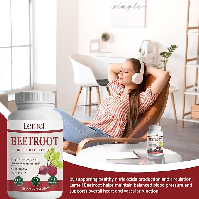 Morvyn Lemeli Beetroot 1300mgPure Non-GMO &amp Gluten Free Beet Root Supplement- 60 Capsules