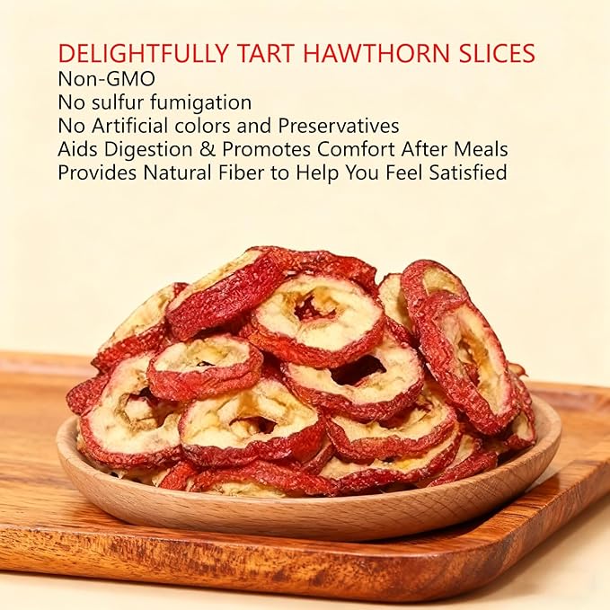 DABC OAK LAND 16OZ Hawthorn Slices Hollow Circle Seedless 100% Natural Sun-Dried Hawthorn Fruit Hawthorn Berries for Tea 山楂干 山楂果茶 山楂片 Natural Herbal Tea for Digestion 1 Pound/Bag