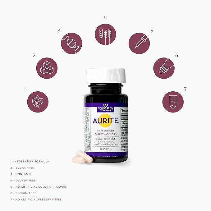 Saffron Supplement | Stress Management Herbal Mood Support Long-Term Memory for Women &amp Men. (60 Count (Pack of 1) Saffron + Ashwagandha)