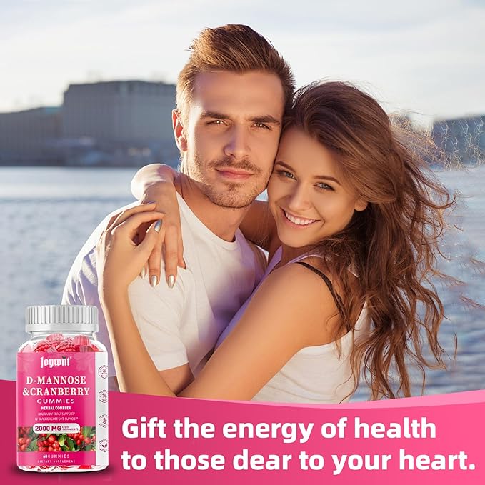 D-Mannose Gummies 2000mg with Cranberry 500mg &amp Hibiscus - D Mannose Chewable Supplements for Women - Liver Bladder Flush &amp Urinary Tract Cleanse Health Supplement 60 Counts