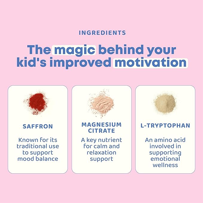 JoySpring Saffron for Kids – Mood Magic Pixie Sticks with Magnesium Citrate &amp Vitamin D3 – Herbal Saffron Extract Drink Mix Sugar Free Cherry Lime Powder | 4+ Years | 25 Servings