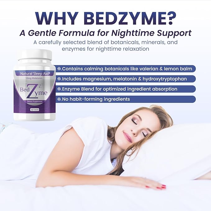 Sleep Aid Supports Natural Sleep &amp Relaxation – 30 Capsules Sleep Supplement to Help with Calmness &amp Rest – 10mg Melatonin &amp REM Enzyme Delivery System (Serving Size: 2 Capsules)