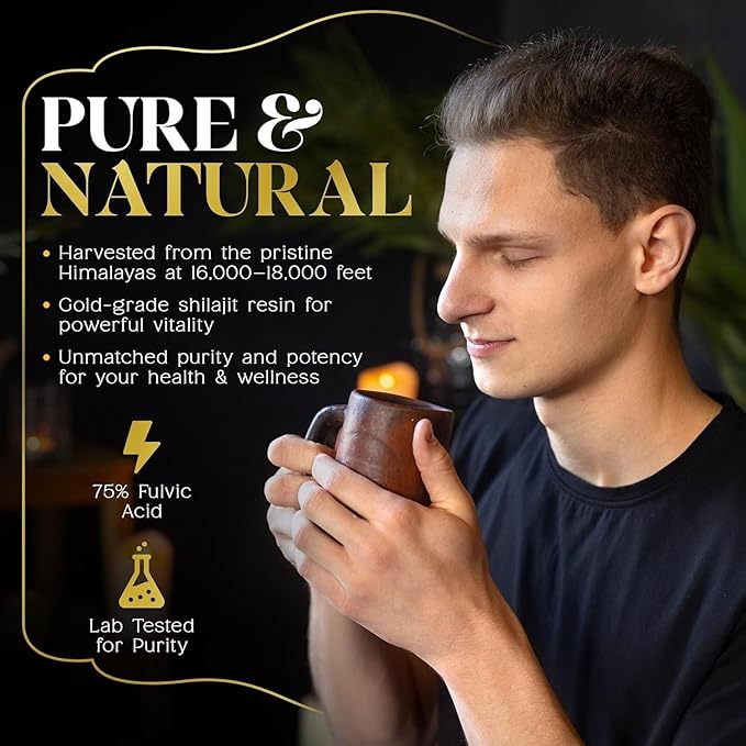 Himalayan Shilajit Resin - 400mg High Potency Lab Tested Pure Shilajit for Men &amp Women 75% Fulvic Acid 85+ Trace Minerals Energy &amp Immune Support 2.5 Month Supply (30g)