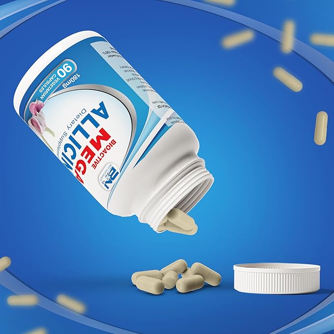Potent Allicin Odor Controlled Garlic Supplement by Mega Allicin|180000mcg (180mg) Veggie Capsules with Immune Support Gluten-Free (90 Count)