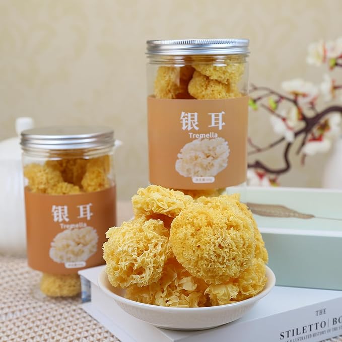 White Snow Fungus Mushroom Rootless Dried Snow Fungus Tremella Fuciformis Mushroom Unbleached No Additives Sulfur Free 银耳 去根白银耳 特级雪银耳 4.23oz / 120g