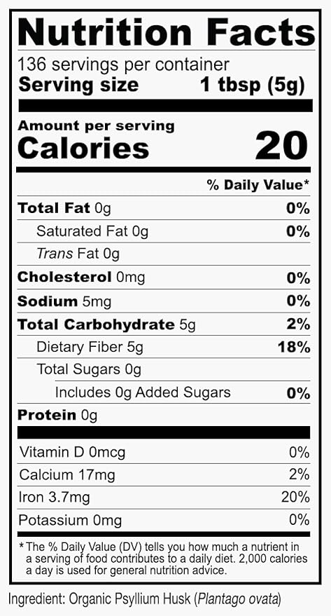 Anthony's Organic Whole Psyllium Husks 1.5 lb Dietary Fiber Gluten Free Non GMO Keto Friendly (Pack of 2)