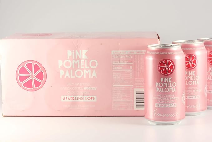 KauffmanTreats Frannie Sparkling Beverage- Zero Calories &amp Sugar Aspertame Free: 24-Ct Case 12 Oz. Cans (Pink Pomelo Paloma)