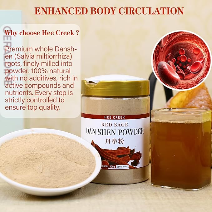 100% Pure Dan Shen Powder 300g/10.58oz Salvia Miltiorrhiza Red Sage Root Powder Geo-authentic Chinese Herbs 200 Mesh Ultra-fine for Tea &amp Soup No Additives Vegan Caffeine Free 丹参粉 丹参