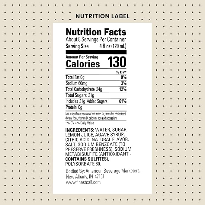 Finest Call Premium Juice Lemon Sour Drink Mix Ready to Use 1 Liter Bottle (33.8 Fl Oz) Pack of 3