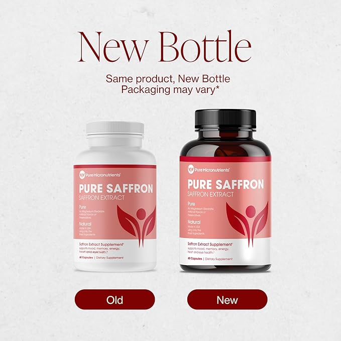 Saffron Supplements - 100% Pure Saffron Extract Capsules - Boost Energy &amp Mood Support Eye &amp Heart Health