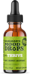 Barlean's Mood Booster Supplement Thrive Liquid Drops Supplements Ashawagandha L Theanine and Lion's Mane Extract Adaptogen Herbs Drops 1.5 oz