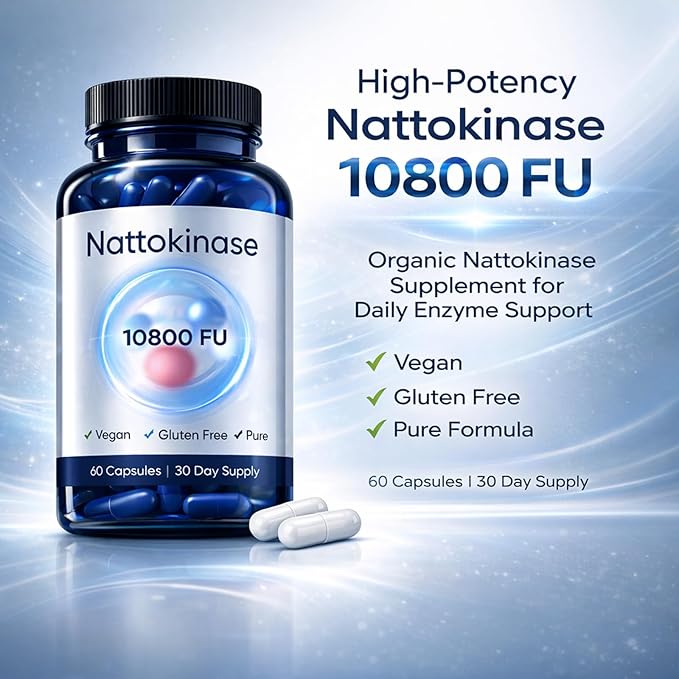 Ultimate Nattokinase Capsules Nattokinase Supplement Organic 10800 FU Per Serving for Heart Health and Daily Wellness Support Vegan Gluten Free 60 Capsules (3)