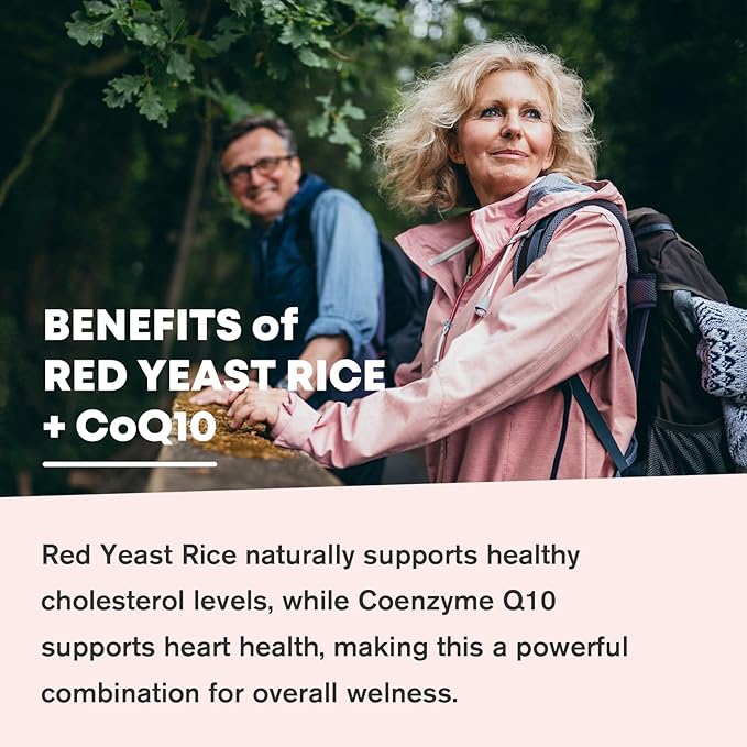 Red Yeast Rice with Coq10 Gummies Red Yeast Rice 2400 mg with CoQ10 200 mg for Cholesterol Lowering Supplements Sugar Free Non-GMO Vegan Heart Health Support – 60 Counts