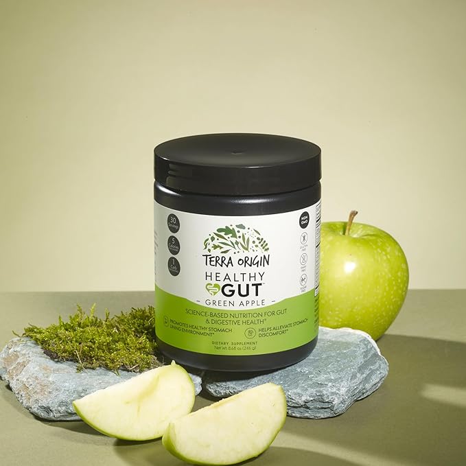 Healthy Gut Green Apple | 30-Servings with L-Glutamine Zinc Glucosamine Slippery Elm Bark Marshmallow Root and More!