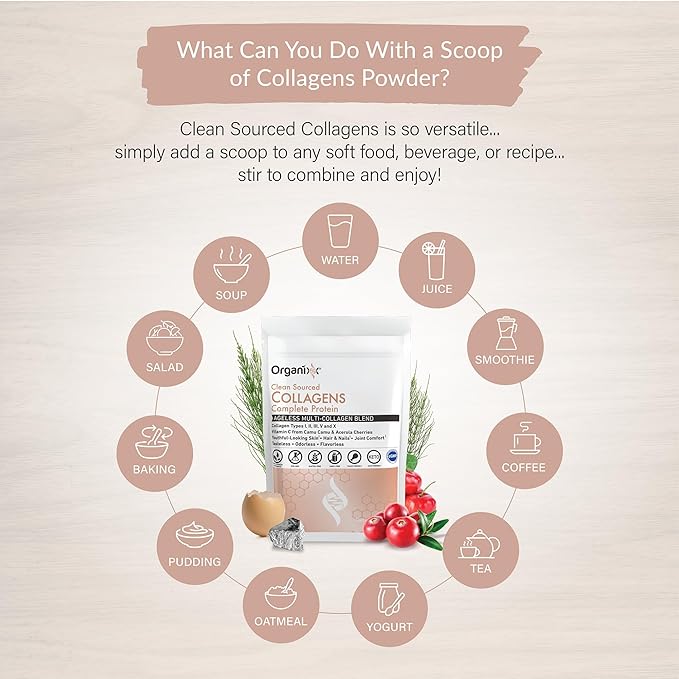Organixx Clean Sourced Collagens (20 Serv) &amp Joint &amp Muscle Care (60 Caps) Bundle Collagen Protein plus Organic Turmeric Frankincense &amp Myrrh Supports Joint Skin Hair &amp Immune Hea