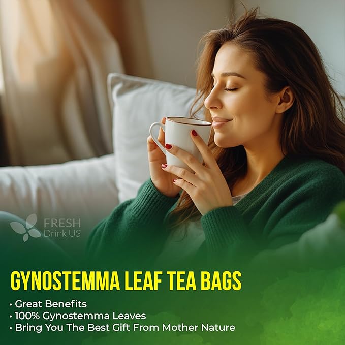 FreshDrinkUS Premium Gynostemma Tea Bags (Jiaogulan) | 135 Count | Naturally Smooth &amp Earthy Caffeine-Free Herbal Tea – Plant-Based Tea Bags for Daily Enjoyment. Caffeine Free Sugar Free. Vegan