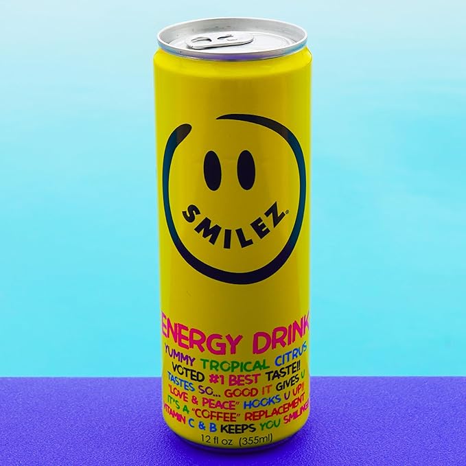 Smilez Energy Drink Tropical Citrus 12 Fl Oz Cans (Pack of 12)
